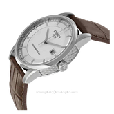 TISSOT T086.407.16.031.00 Brown Silver Automatic Leather Strap